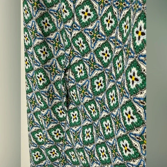 Max Studio Teal Geometric Print Flutter Sleeve Boho Wide Leg Jumpsuit Size XL - Picture 4 of 14
